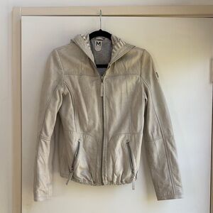 Mauritius Leather Hooded Jacket - Light Grey